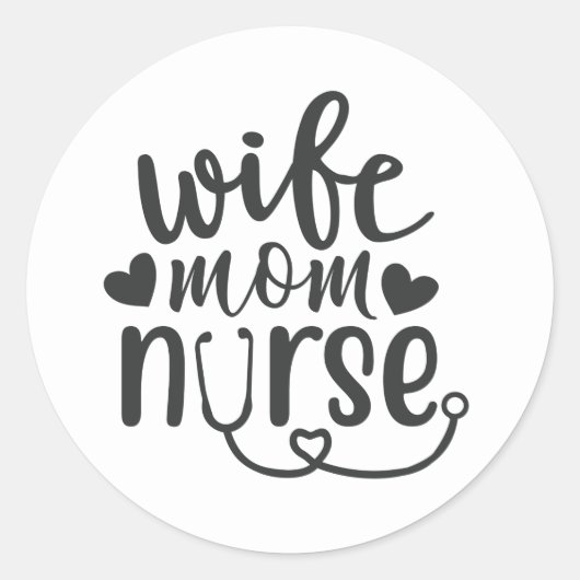 Sticker Rond Femme Maman Infirmière art de mots (Devant)