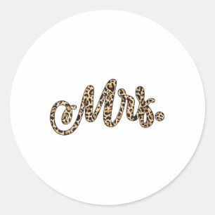 Sticker Rond Femme Mariée Groom Mme Empreinte de léopard Mariag