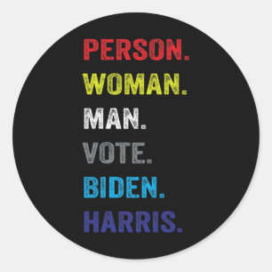 Sticker Rond Femme. Mec. Votez. Biden. Harris