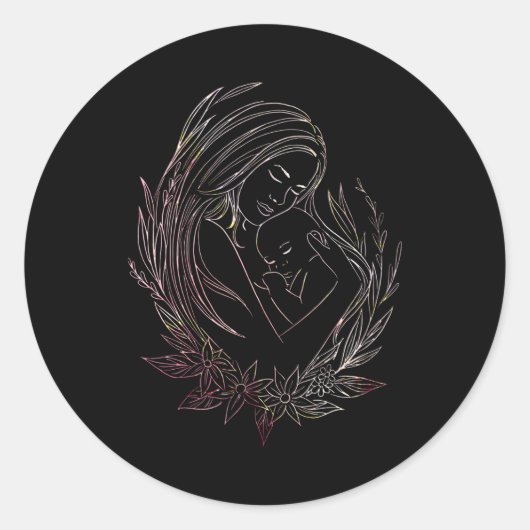 Sticker Rond Femme Mère Bébé Mini-femme Doula (Devant)