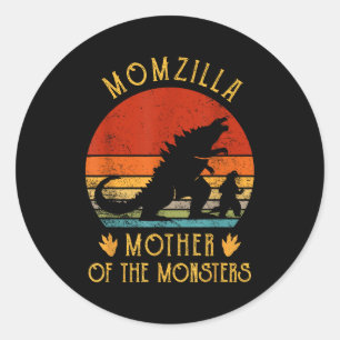 Sticker Rond Femme momzilla mère de monstres maman vintage