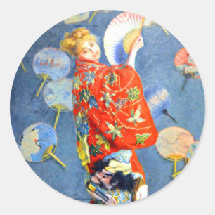 Sticker Rond Femme Monet en costume japonais