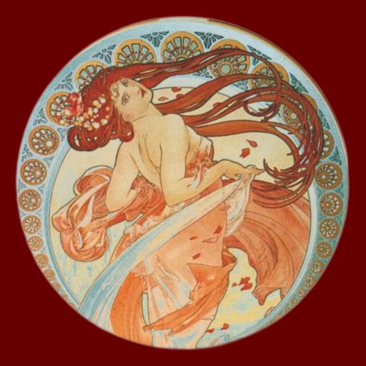 Sticker Rond Femme Mucha