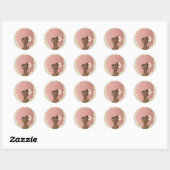 Sticker Rond Femme noire avec fleur dans son afro rose, beige (Feuille)