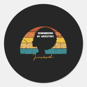 Sticker Rond Femme Noire Cheveux Souvenir De Mes Ancêtres Junet