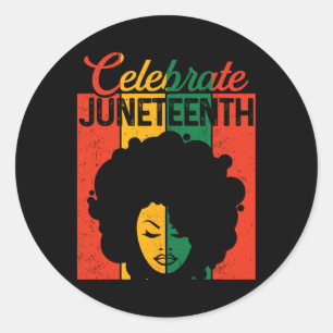 Sticker Rond Femme noire Junetdix Shirt Afro 1865 Indépendante