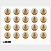 Sticker Rond Femme noire méditant, style boho (Feuille)