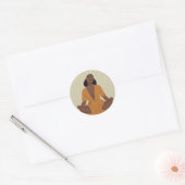 Sticker Rond Femme noire méditant, style boho (Enveloppe)