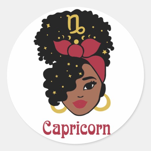 Sticker Rond Femme noire Zodiac Capricorne (Devant)