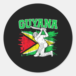 Sticker Rond Femme patriotique de cricket guyanien Guyanese Cri