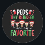 Sticker Rond Femme Peds Minuscule Reinder Peds Christmas Peds N<br><div class="desc">Femmes Enfants Petits rennes Noël Enfants Infirmière Noël Enfants Infirmière Noël</div>