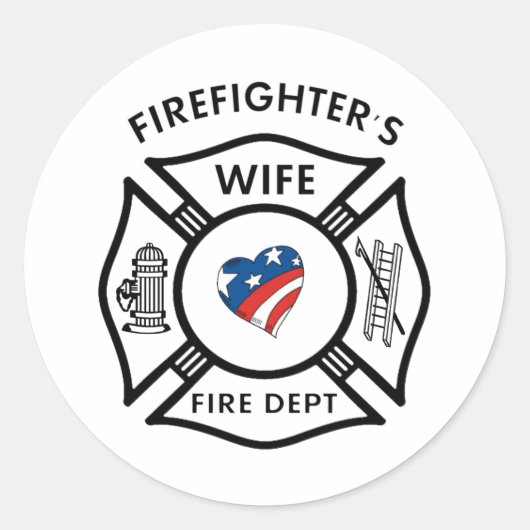 Sticker Rond Femme pompienne USA (Devant)