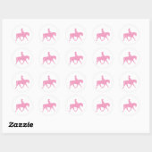 Sticker Rond Femme qui monte son cheval (rose) (Feuille)