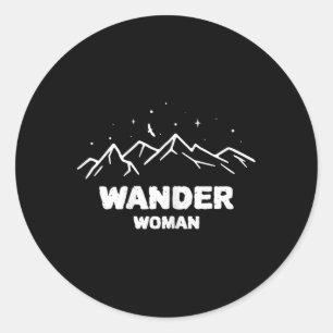 Sticker Rond Femme Randonnée Randonnée Escalade