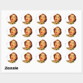 Sticker Rond Femme Rétro Avec Une Expression Surprise (Feuille)