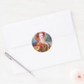 STICKER ROND FEMME ROMANTIQUE AVEC PÂTE DE PEACOCK ÉCLANTE (Enveloppe)