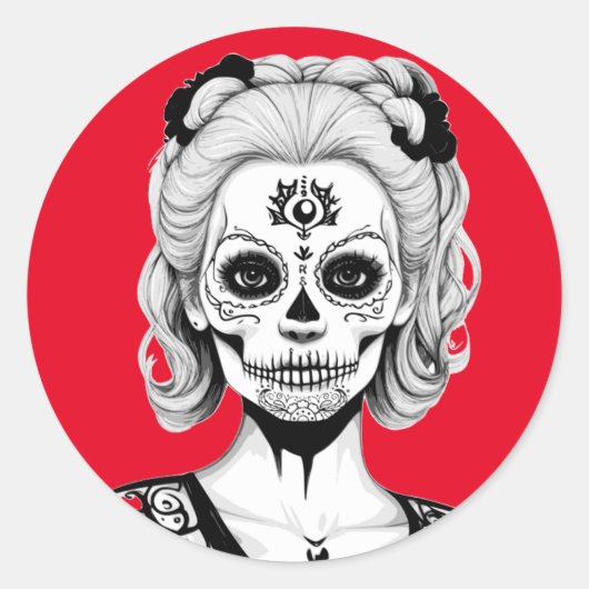 STICKER ROND FEMME SKULLHEAD (Devant)