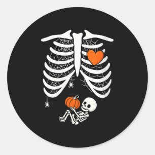 Sticker Rond Femme Squelette Bébé Enceinte Xray Rib Cage Pour F