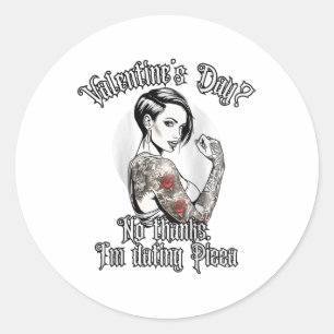 Sticker Rond Femme Tatouée Femme Simple Femme Enquêtée Femme Po