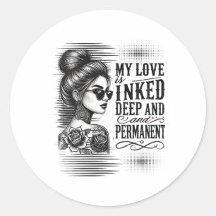 Sticker Rond Femme Tatouée Femme Simple Femme Enquêtée Femme Po