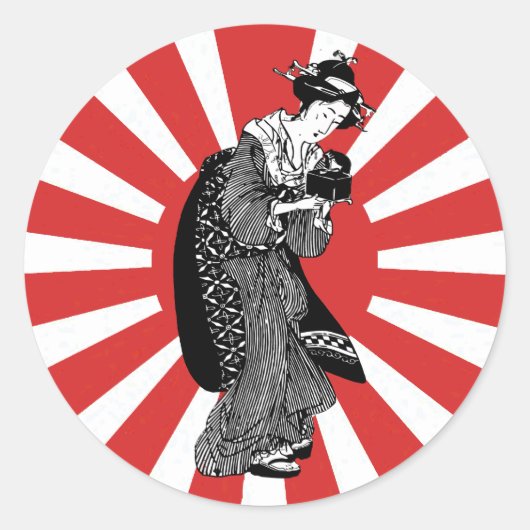 Sticker Rond Femme ukiyoe japonaise traditionnelle (Devant)
