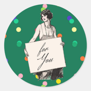 Sticker Rond Femme vintage Art Déco des années 1920 avec pannea
