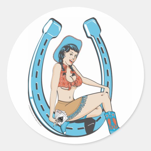 Sticker Rond Femme vintage vedette cowgirl (Devant)