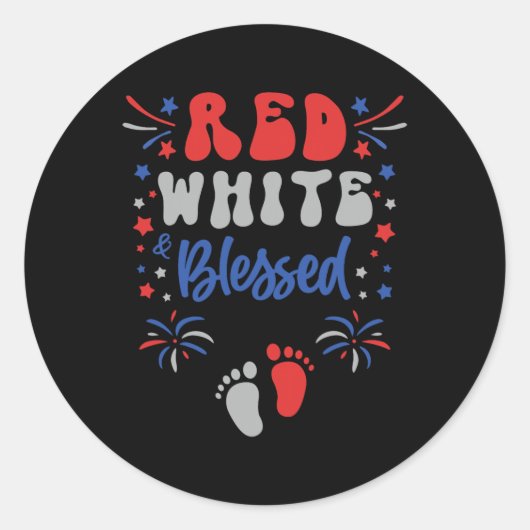 Sticker Rond Femmes 4 juillet Robe De Grossesse Rouge Blanc Et  (Devant)