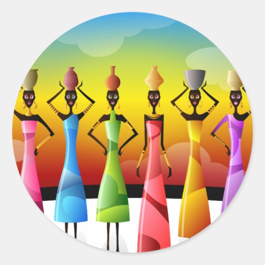 Sticker Rond Femmes Africaines (Devant)