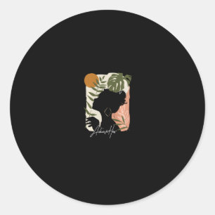 Sticker Rond femmes afro-américaines&# 9 ; s graphique naturel