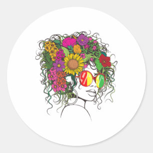 Sticker Rond Femmes afro-américaines Black Melanin Queen Ju