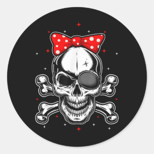 Sticker Rond Femmes & ; Filles mignonnes Pirate Crossbones