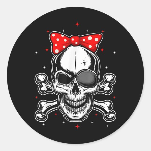 Sticker Rond Femmes & ; Filles mignonnes Pirate Crossbones (Devant)