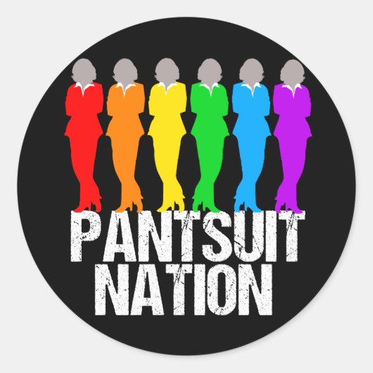 Sticker Rond Femmes arc-en-ciel de la nation Pantsuit (Devant)