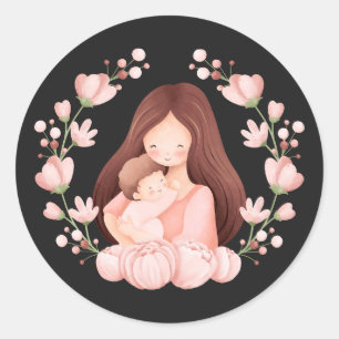 Sticker Rond Femmes avec enfant