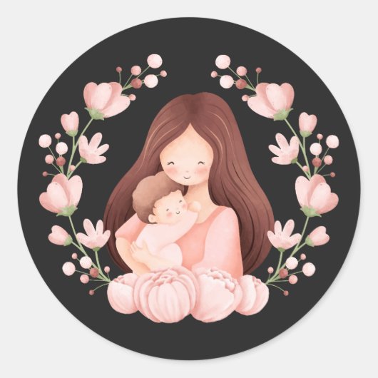 Sticker Rond Femmes avec enfant (Devant)
