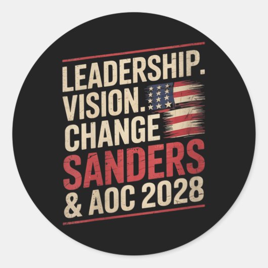 Sticker Rond Femmes Bernie Sanders Et Aoc 2028 Pour Président C (Devant)