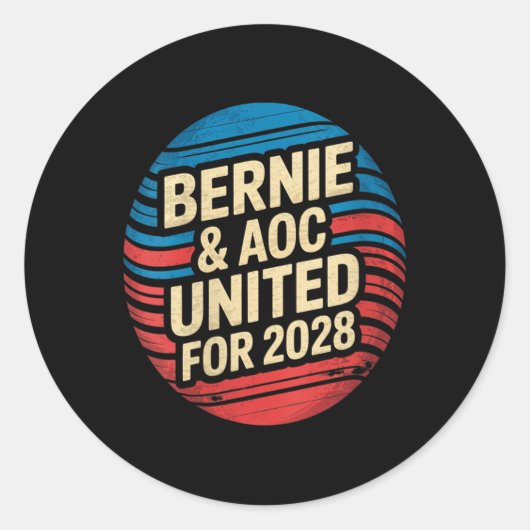 Sticker Rond Femmes Bernie Sanders Et Aoc 2028 Pour Président C (Devant)