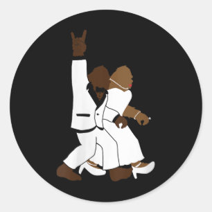Sticker Rond FEMMES Bigfoot Rock N Rouleau Nouveau-marié cadeau