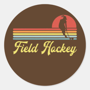 Sticker Rond Femmes de hockey de campagne rétro