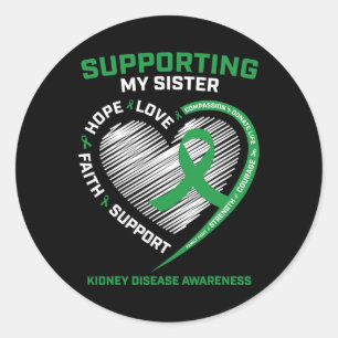 Sticker Rond Femmes Enfants Soeur verte Sensibilisation à la ma