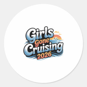 Sticker Rond Femmes Filles en Croisière 2026 Vacances en Croisi