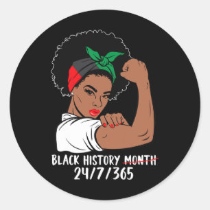 Sticker Rond Femmes fortes Mois de l'histoire des Noirs Melanin