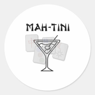 Sticker Rond Femmes Funny Mahjong Martini Tail Mah Jongg col V