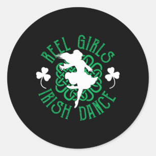 Sticker Rond Femmes Irlandais Step Dancer Step Danser Reel Girl