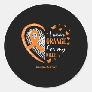 Sticker Rond Femmes Je Porte De L'Orange Pour Ma Nièce Leucémie