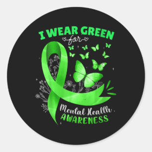Sticker Rond Femmes Je Porte Du Vert Pour Sensibiliser À La San