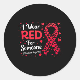Sticker Rond Femmes Je Porte Le Rouge Pour Quelqu'Un Qui Me Man