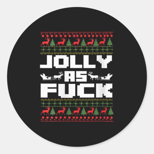 Sticker Rond Femmes joyeuses comme pour Noël drôle dévergondé j (Devant)