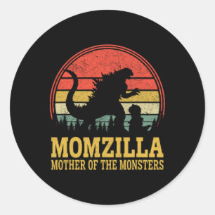 Sticker Rond Femmes Momzilla Mère Des Monstres Mères Vintages
